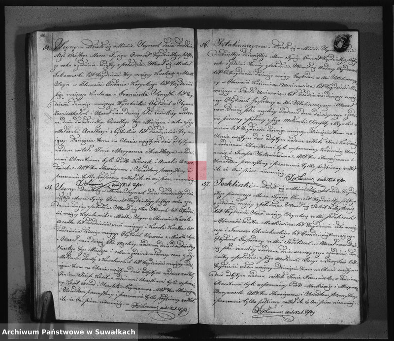 image.from.unit.number "Duplikat akt urodzonych, zaślubionych i umarłych w parafij seyneńskiey roku 1835"