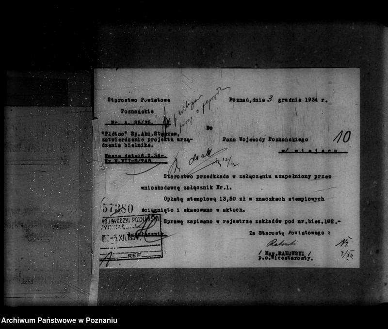 Obraz 16 z jednostki "Zatwierdzenie zakładu przemysłowego Płótno Spółka Firma Płótno Stęszew powiat poznański"