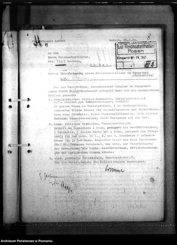 Obraz 12 z jednostki "Allgemeine Unterkunftsfragen (Dienststellen) in Litzmannstadt"