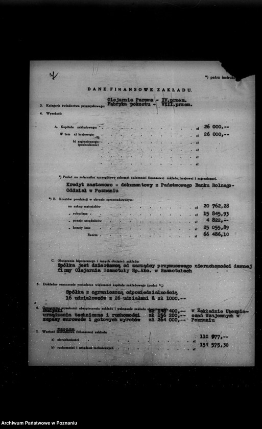 Obraz 11 z jednostki "Kwestionariusz Rolniczej Spółki Olejarskiej Spółka z o. o. w Szamotułach"