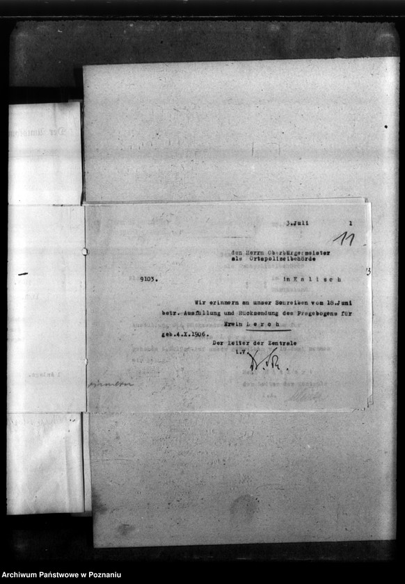 Obraz 15 z jednostki "Kreis Kalisch (Kalisz). Korespondencja w sprawie miejscowych Niemców, którzy zginęli w 1939 roku"