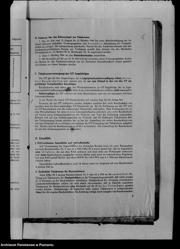 Obraz 9 z jednostki "Okólniki Bewirtschaftung von Tabakwaren"