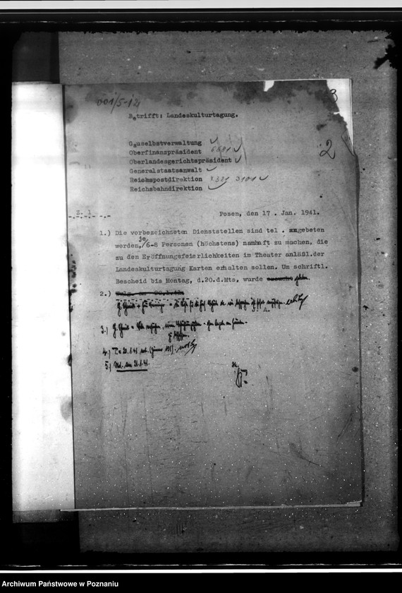 Obraz 6 z jednostki "Landeskulturtagung- korespondencja, spisy zaproszonych osób"