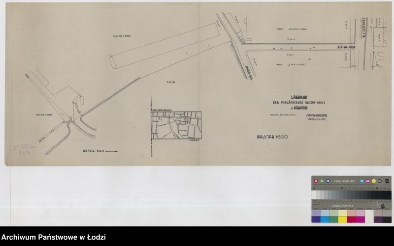 Obraz 1 z jednostki "Lageplan der Verlängerung Bleiche-Gasse in Pabianice"