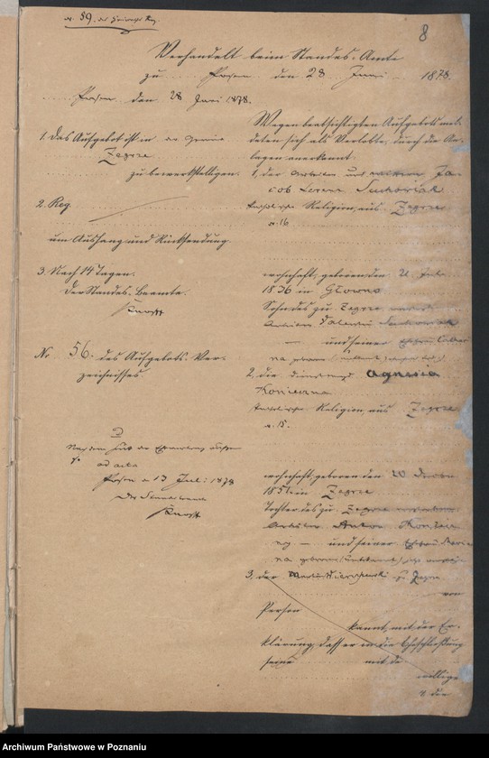 Obraz 10 z jednostki "Acta betreffend die Schrieftstücke nur §§ 28 bis 38,43,45 bis 50,55,65 und 66 der Reichsgesetz vom 6 Januar 1875 zum Heiraths -Register"