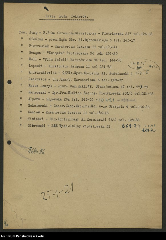 Obraz 7 z jednostki "Koło prelegentów i lektorów przy KŁ; [sprawozdania z działalności, wykazy]"