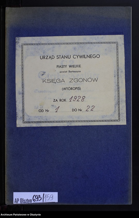 image.from.unit.number "Sterbe-Neben-Register Nr 1 - 22 [ Księga zgonów - wtóropis ]"