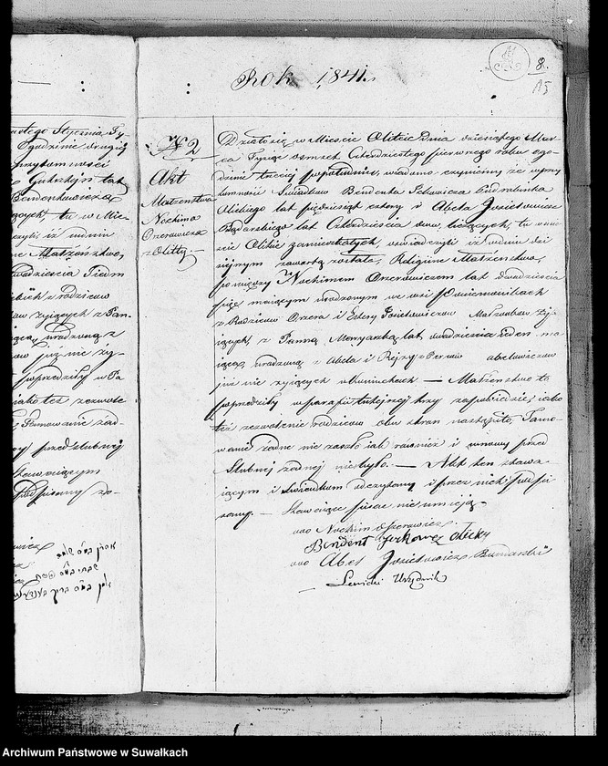 image.from.unit.number "Księga dla zapisywania aktów zaślubionych Urzędnika Stanu Cywilnego wyznania mojżeszowego miasta Olity pow. Kalwaryjskiego"