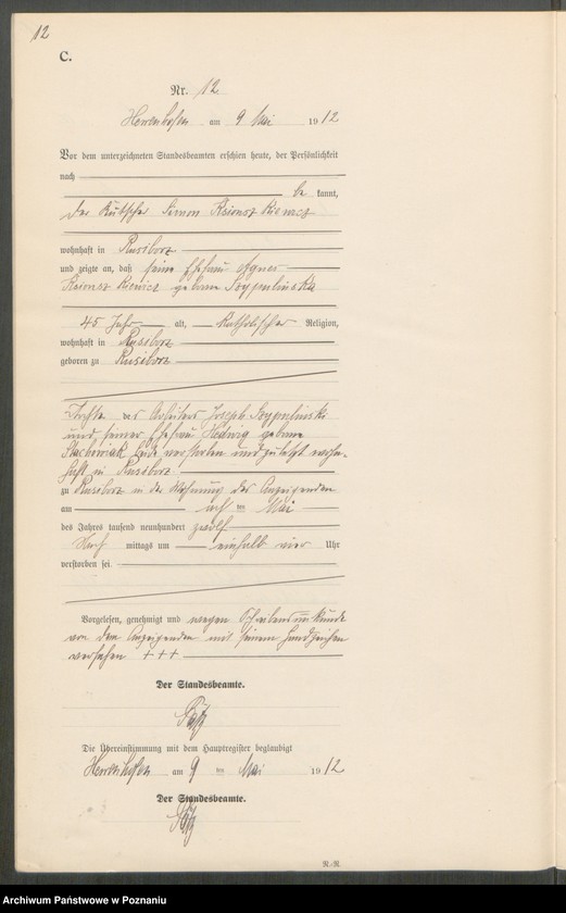 Obraz 14 z jednostki "Sterbe-Neben-Register"