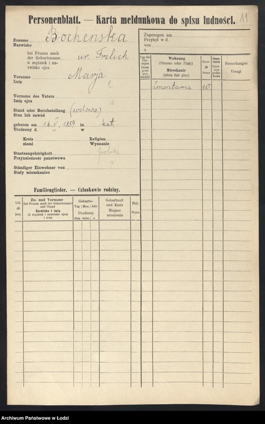 Obraz 13 z jednostki "[Spis ludności Łodzi] Bochenkiewicz - Bogdanow"