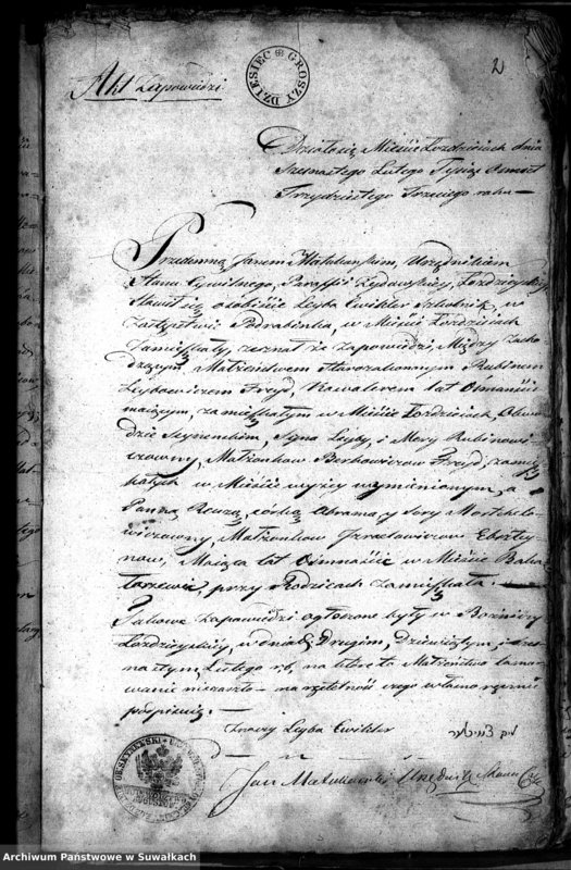image.from.unit.number "Dowody do Akt Zaślubionych Wyznania Mojżeszowego Okręgu Bakałarzewo pro 1833"