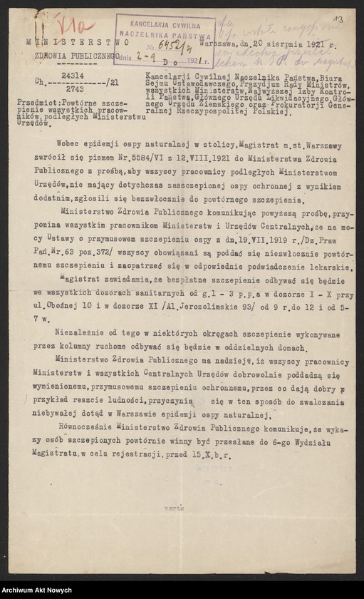 image.from.unit.number "Działalność Prezydium Rady Ministrów, Ministerstw : Poczt i Telegrafów, Kolei Żelaznych, Zdrowia, Spraw Wewnętrznych. Korespondencja z sejmem RP w sprawie lokomocji, w urzędach państwowych i armii"