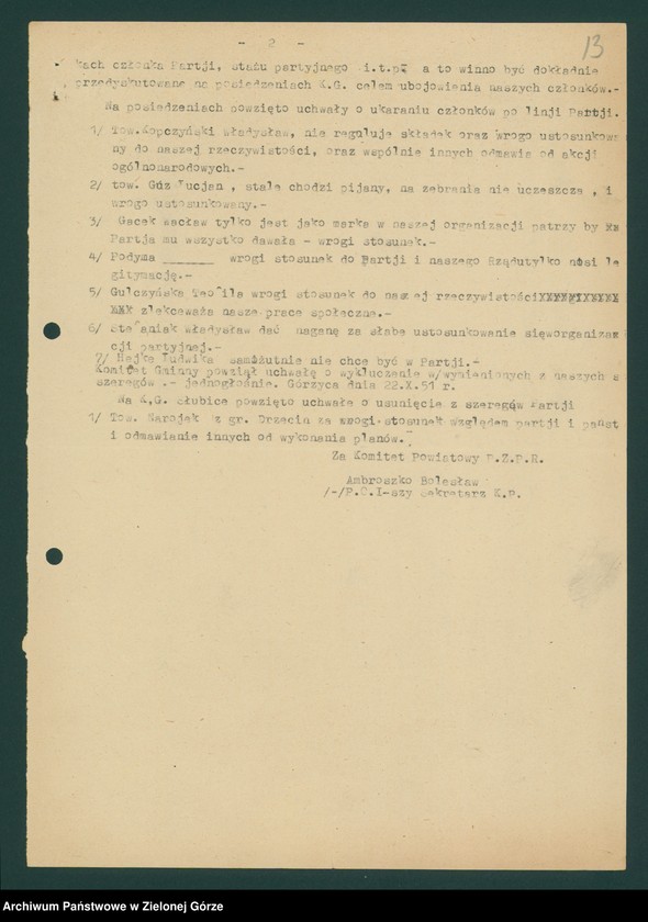 image.from.unit.number "Sektor organizacyjny i kadr: Działalność komitetów gminnych i gromadzkich w zakresie rolnictwa - oceny, analizy, sprawozdania i informacje Wydziału, komitetów powiatowych i pracowników KW "