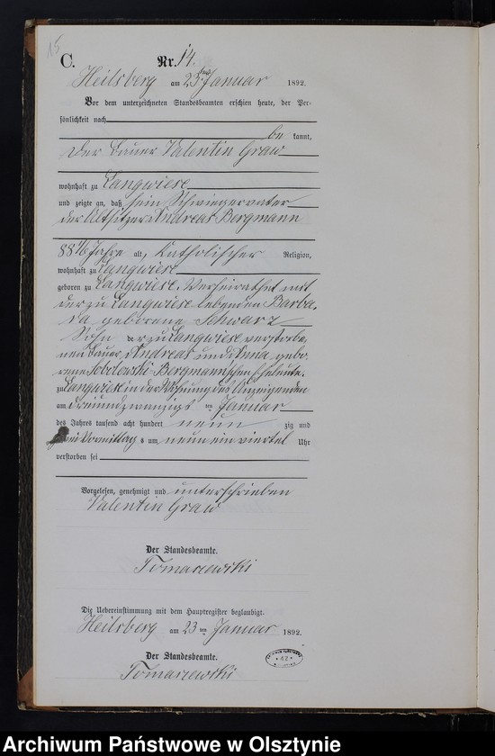 image.from.unit.number "Sterbe-Neben-Register Tom I,Nr 1 - 100"