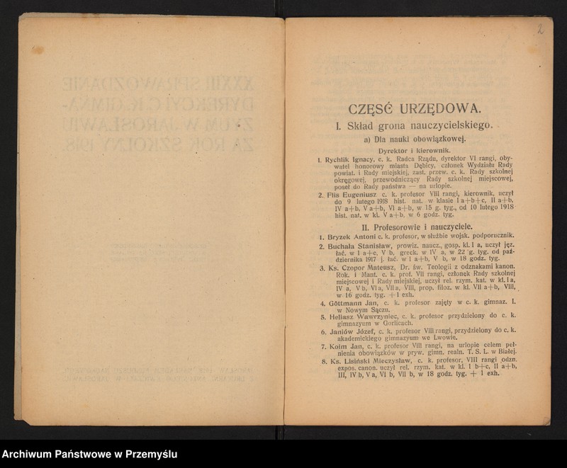 image.from.unit.number "XXXIII Sprawozdanie Dyrekcji c.k. Gimnazjum w Jarosławiu za rok szkolny 1918"