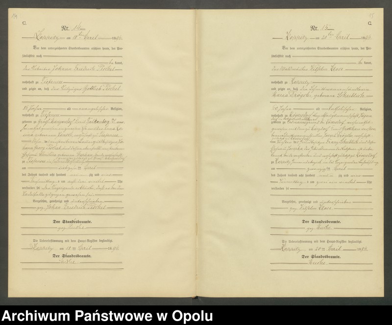Obraz 10 z jednostki "Sterbe-Neben-Register Standesamts Koppitz pro 1894"