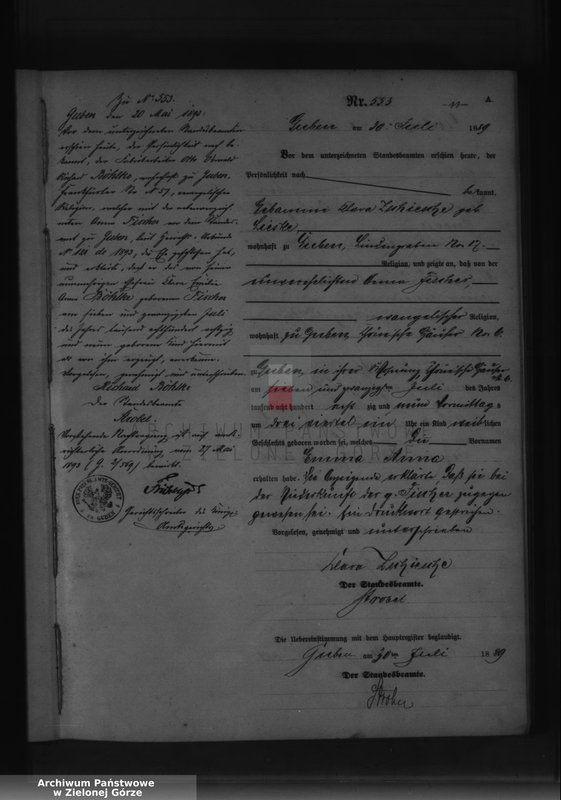 image.from.unit.number "Geburts-Neben-Register, Band II von No 543 bis No 998"