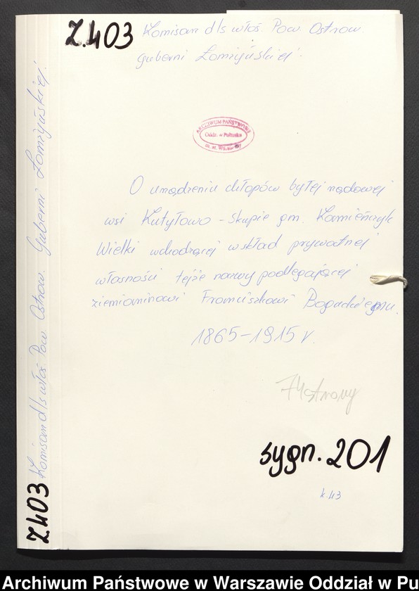 image.from.unit.number "O urządzaniu chłopów byłej rządowej wsi Kutyłowo-Skupiegm. Kamieńczyk Wielki, wchodzącej w skład prywatnej własności tejże nazwy podlegającej ziemianinowi Franciszkowi Boguckiemu"