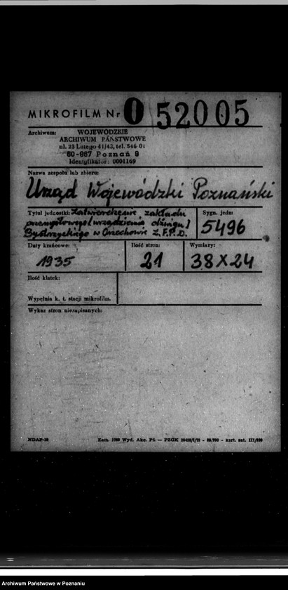 Obraz 2 z jednostki "Zatwierdzenie zakładu przemysłowego /urządzenia dźwigu/ Bystrzyckiego w Orzechowie Zjednoczone Fabryki Przeróbki Drzewa"