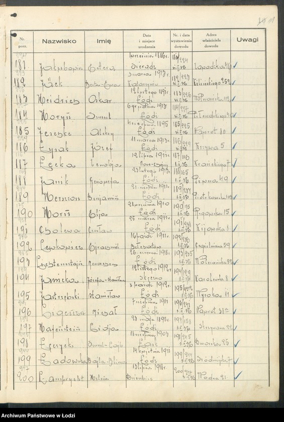 image.from.unit.number "Ewidencja dowodów osobistych wydanych przez Zarząd Miejski w Łodzi, zespół nr 3 [- nazwiska na litery Ch, H, I, J, L, Ł]"