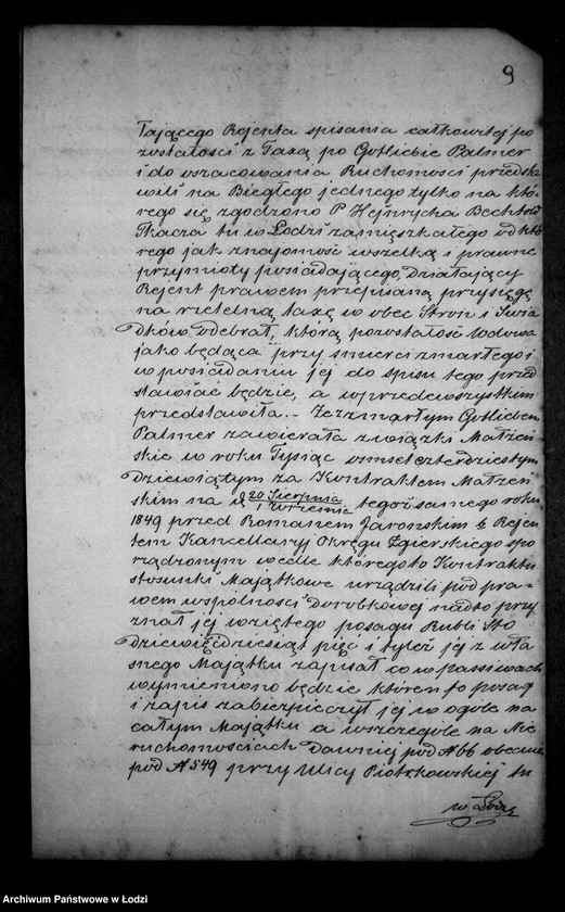 Obraz 13 z jednostki "Akta tyczące się ustanowienia opieki nad nieletnimi Amalią, Marią, Natalią, Juliuszem i Gotlibem Palmer po zmarłym Janie Palmer farbiarzu"