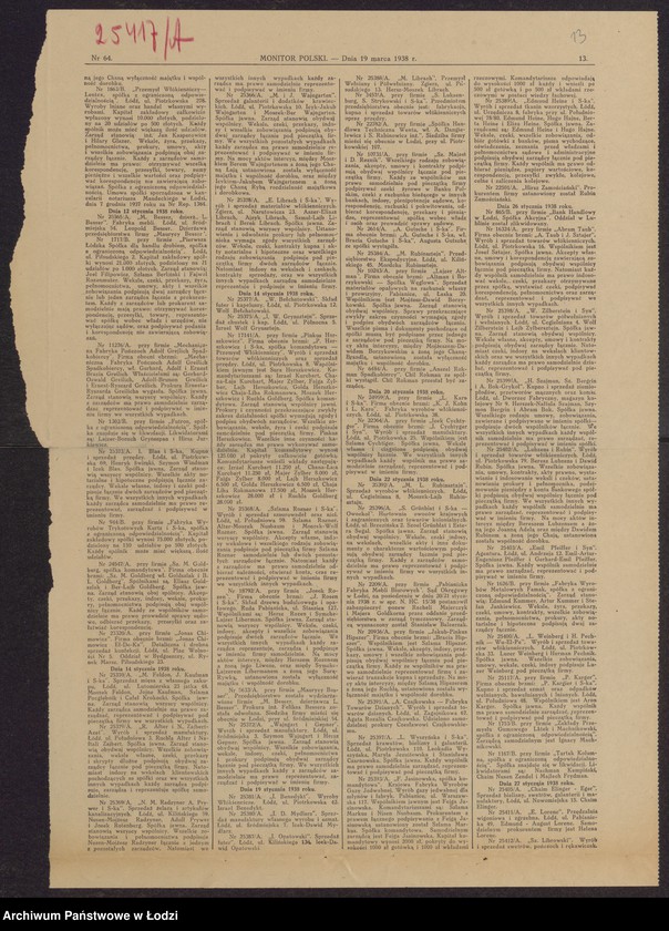 Obraz 15 z jednostki "Mendel Herling, Wolf Lejb Herling- sprzedaż skór"