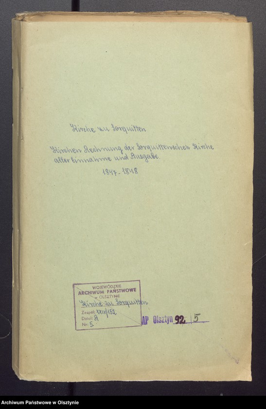 image.from.unit.number "Kirchen Rechnung der Sorquittenschen Kirche aller Einnahme und Ausgabe"