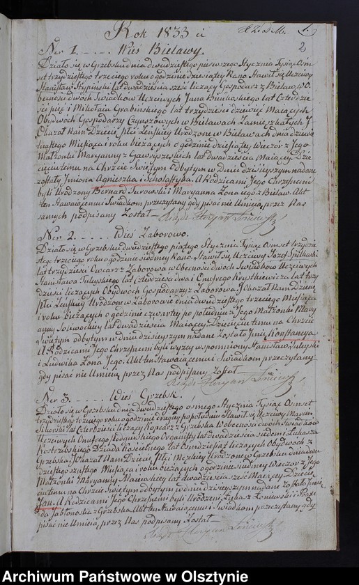 image.from.unit.number "Duplicat Urodzenia, Zaślubienia i Zeyścia Parafii Grzebsk z roku 1833-go"