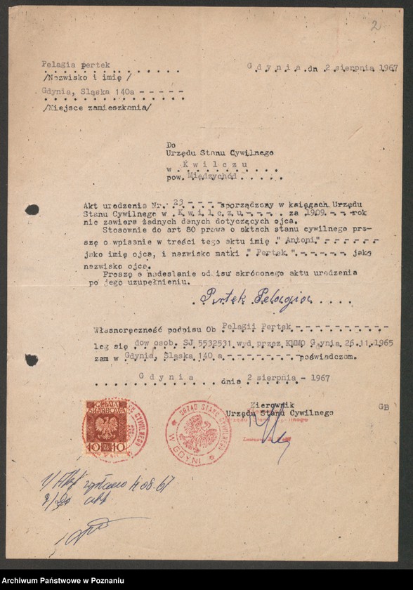 Obraz 5 z jednostki "Akta zbiorowe rejestracji stanu cywilnego do księgi urodzeń z roku 1909"