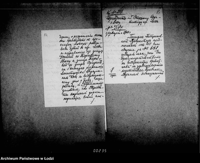 Obraz 13 z jednostki "Ob ustrojstve vetvi lodzinskoj električeskoj dorogi po ulice Mostovoj i Targovomu Parku"