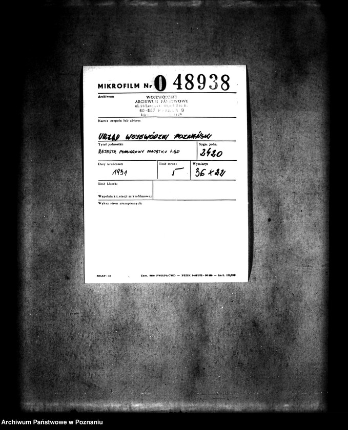 Obraz 2 z jednostki "Rejestr pomiarowy majątku Ląd"