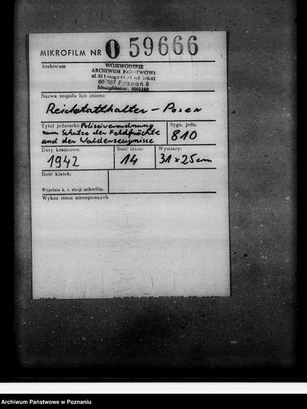 Obraz 2 z jednostki "Polizeiverordnung zum Schutze der Feldfrüchte und der Walderzeugnisse"