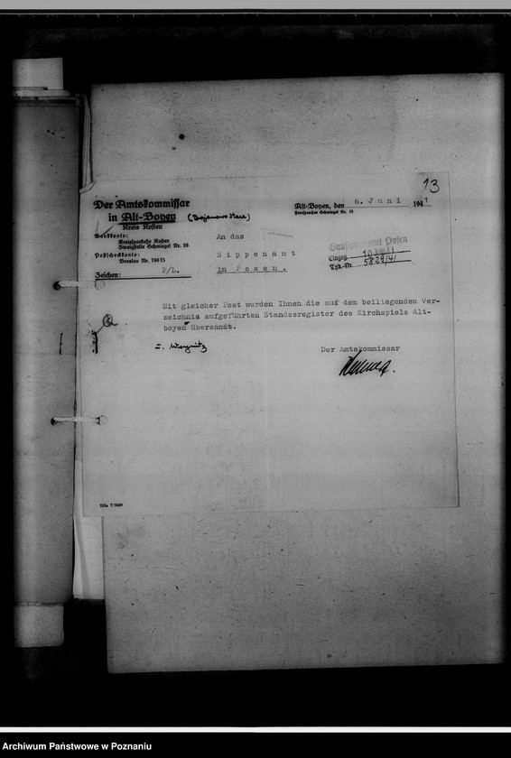 image.from.unit.number "Einziehungsprotokolle [ksiąg kościelnych] Kreis Kosten [powiat kościański]"