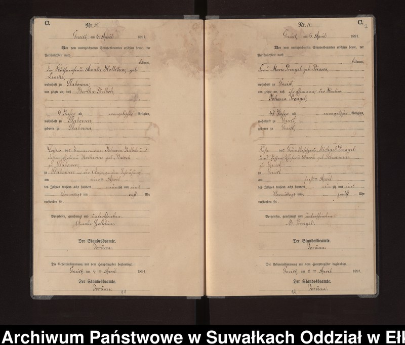 image.from.unit.number "Sterbe-Neben-Register des Königlichen Preussischen Standes-Amtes Gneist Kreis Loetzen"