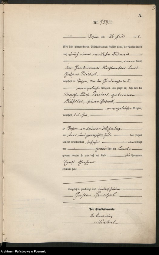 Obraz 5 z jednostki "Księga miejscowa urodzeń tom III [Rejestr główny urodzeń]"