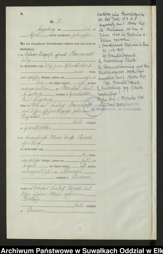 image.from.unit.number "[Heirats = Register (Neben = Register) Standesamt Angerburg einschl. der Bezirke Prinowen, Gr. Strengeln und Kehlen Kreis Angerburg]"