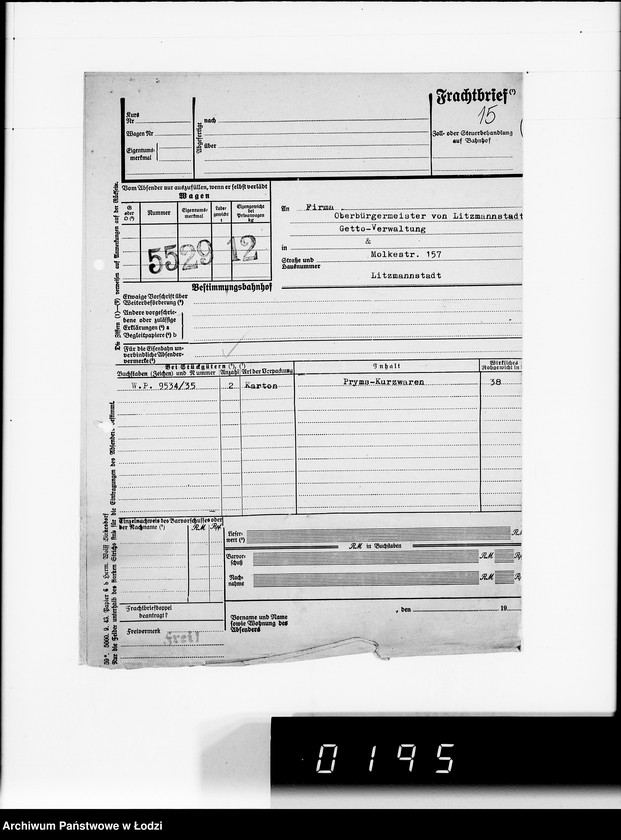 Obraz 19 z jednostki "Schenker u.Co [rachunki za dostawy towarów do Getta]"