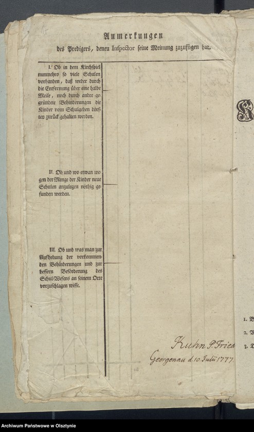 image.from.unit.number "Tabelle der Kirch- und Land-Schulen des Kirchspiel Georgenau"