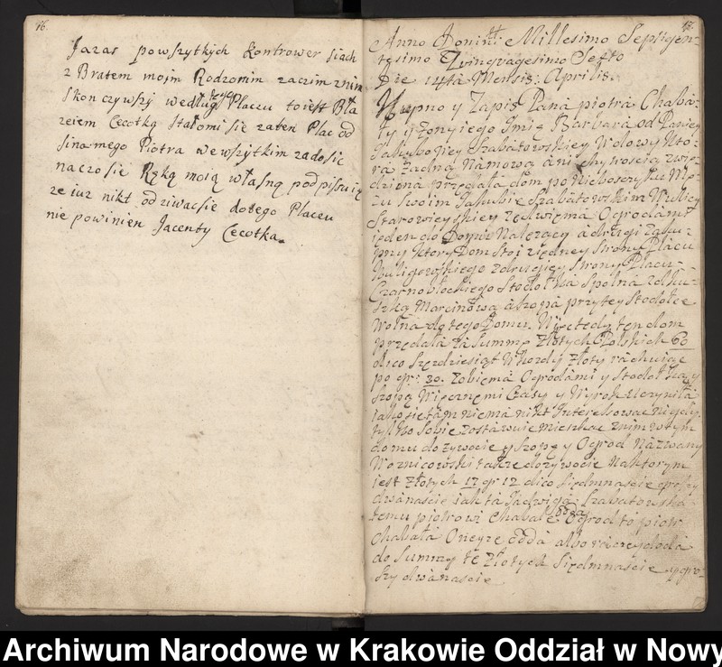 image.from.collection.number "Fragment księgi wójtowsko-ławniczej miasta Limanowej z lat 1750-1818111"