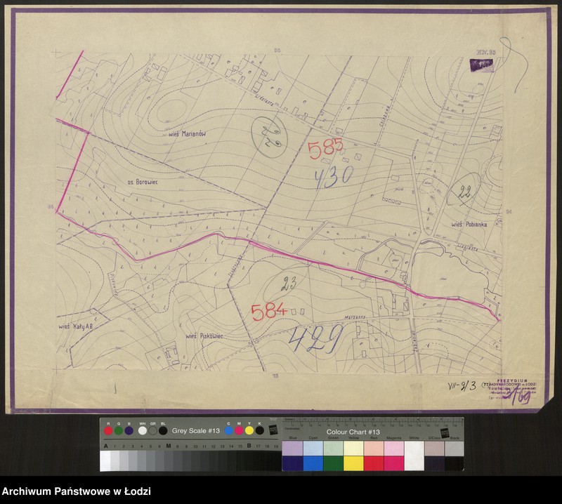 Obraz 1 z jednostki "Plan m. Łodzi 1:2000 z oznaczeniem podziału miasta na Obwody Komitetów Blok. Sekcja NW85"