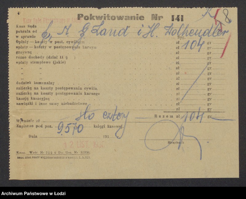 Obraz 10 z jednostki "Mariem Gitel Zand, Hena Wolhendler- sprzedaż towarów włókienniczych własnej i obcej produkcji"