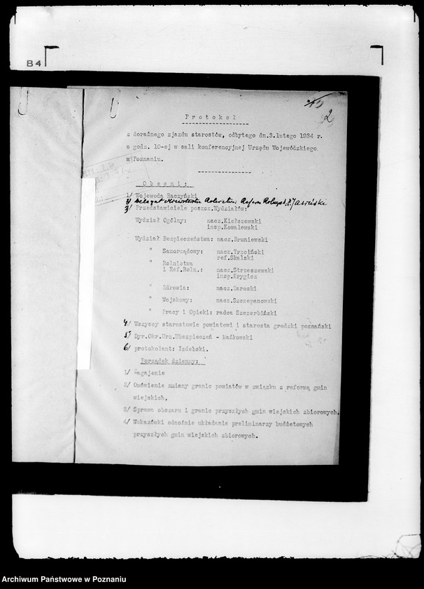 Obraz 6 z jednostki "/Protokół z doraźnego zjazdu starostów odbytego 3 II 1934 r./"