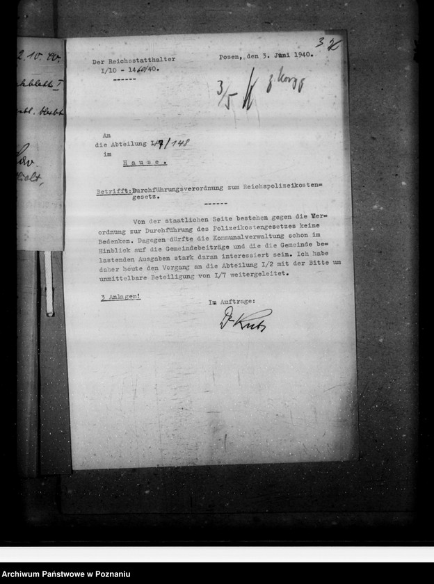 Obraz 7 z jednostki "Einführung des Reichspolizseikostengesetzes"