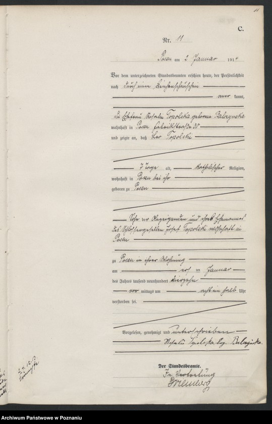 Obraz 13 z jednostki "Księga miejscowa zgonów tom I [Rejestr główny zgonów]"