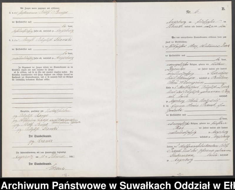 Obraz 10 z jednostki "Heiraths-Neben-Register des Preussischen Standes-Amtes Angerburg Kreis Angerburg"