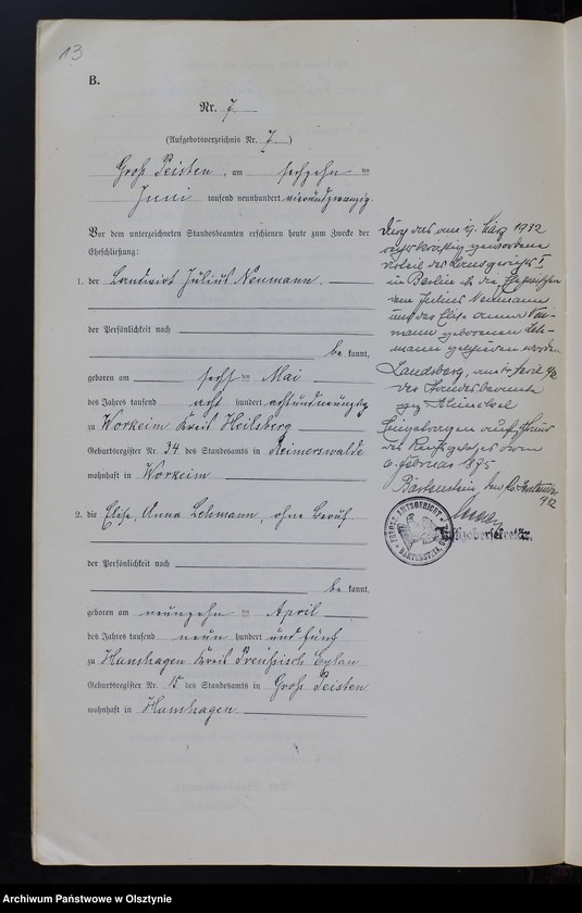 image.from.unit.number "Heiraths-Neben-Register Nr 1 - 14 [ Księga małżeństw - wtóropis ]"