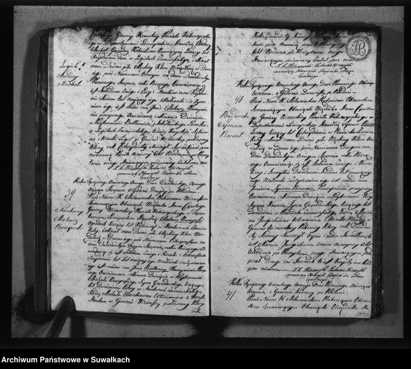 image.from.unit.number "Księga do zapisywania aktów cywilnych urodzenia gminy wiżajńskiey, departamentu łomżyńskiego, powiatu kalwaryjskiego"