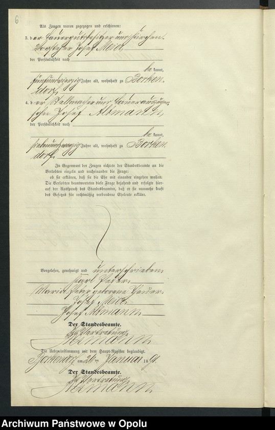 Obraz 10 z jednostki "Heiraths-Neben-Register des Standesamts Borkendorf pro 1891"