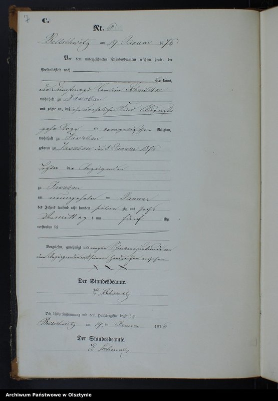 image.from.unit.number "Sterbe-Neben-Register Nr 1 - 71"