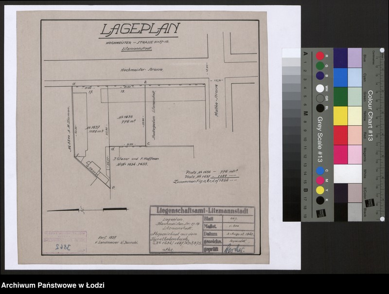 Obraz 1 z jednostki "Lageplan Hochmeister-Straße Nr 17-19 Litzmannstadt"
